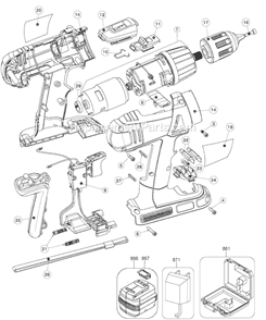 Page A Diagram and Parts List for HPG1800 Type 1 Black and Decker Cordless Drill